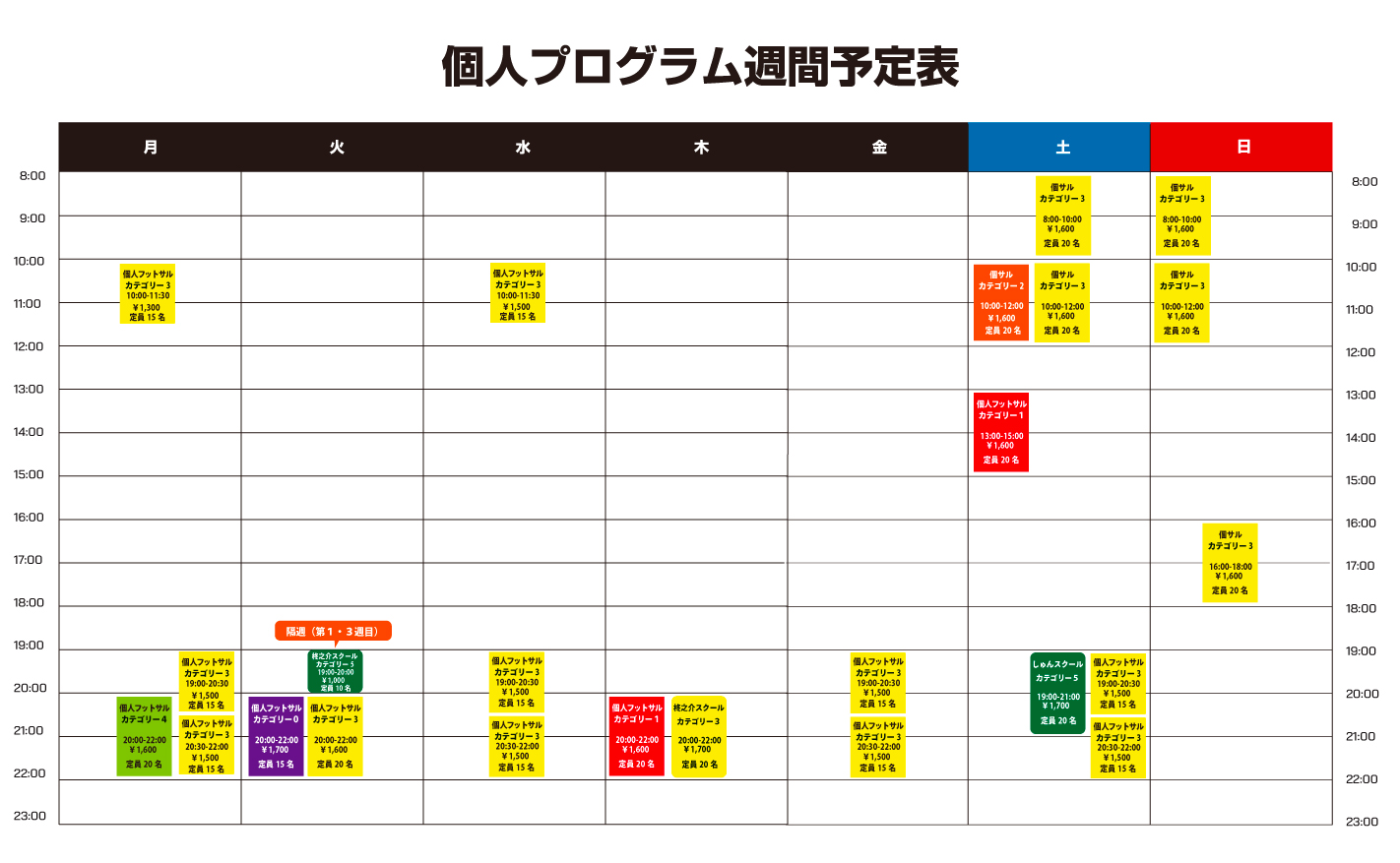 個人週間プログラム