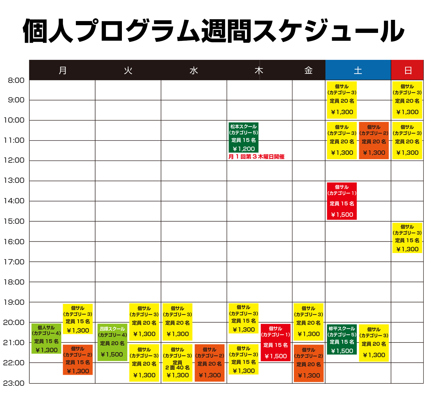 ノアフットサルステージ姫路個人週間プログラム